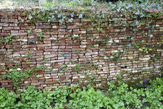 Diese Trockenmauer aus Ziegelstein